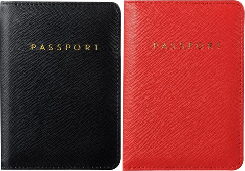 2 piezas de funda de pasaporte para viaje, impermeable, de cuero, cartera, libro de viaje, artículos esenciales para crucero para mujeres y hombres