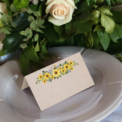 Miniatura 3 de 321Done Tarjetas de lugar de girasol para colocar la mesa, juego de 50 tarjetas de nombre en blanco, tabla de asientos y tarjeta de posición