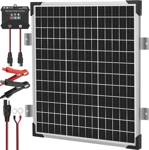 Miniatura 15 de Voltset Cargador de batería solar de 12 V – Kit de panel solar impermeable de 20 W con controlador MPPT inteligente – Mantenedor de cargador