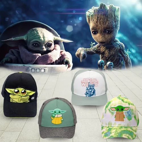 Miniatura 6 de Star Wars Baby Yoda Hat Niño Niños y Niñas, Baby Yoda Gorra de béisbol de 2 a 5 años en negro