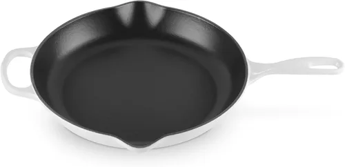 Le Creuset Sartén de hierro fundido esmaltado con mango de hierro, 11.75 pulgadas, color blanco