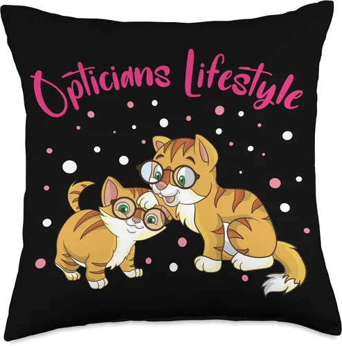 Miniatura 4 de Pedigree Cat With Glasses Gafas de lectura Cat Owners Kater Opticians, almohada de 16 x 16 pulgadas, multicolor