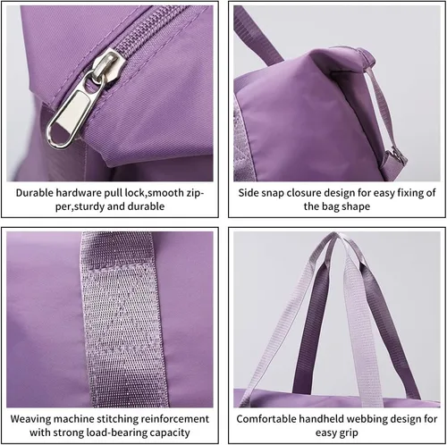 Miniatura 3 de Bolsa de equipaje plegable de doble capa, expandible, gran capacidad, separación seca y húmeda, bolsa de lona con ruedas, Rosado, Moda