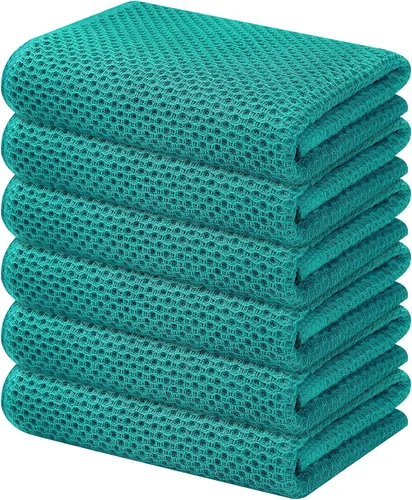 Miniatura 29 de Kitinjoy - Paños de cocina de 100 % algodón, tela de tejido gofrado, paño de limpieza ultrasuave, absorbente y de secado rápido. Gris Oscuro