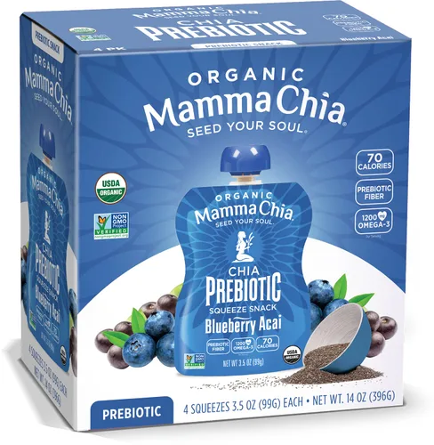 Miniatura 11 de Mamma Chia Snack Exprimible Prebiótico Orgánico, Arándano Acai, 16- 3.5 Onzas, Soporte Intestinal Prebiótico Rico en Fibra, USDA Orgánico, Sin OGM