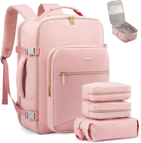 Miniatura 26 de LOVEVOOK Mochila de viaje de 40L aprobada para vuelo, 3 cubos de embalaje, bolsa de viaje impermeable para artículos personales, equipaje de mano