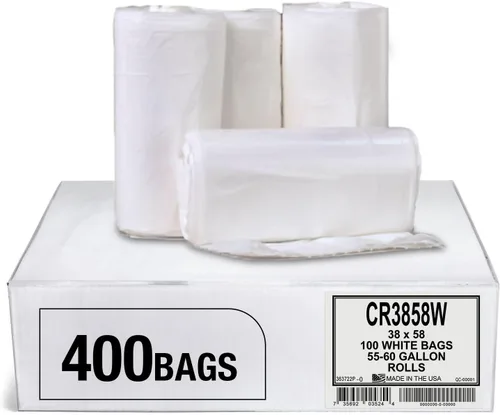 Miniatura 11 de Aluf Plastics Bolsas de basura de 45 galones, 40 x 46 pulgadas, color blanco (paquete de 100), para baño, hogar, oficina y basura ligera, rollos sin