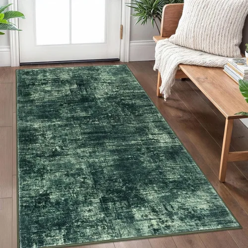 Miniatura 301 de IOHOUZE Alfombra pequeña abstracta de 2 x 3 pies, alfombra de entrada lavable para entrada interior, alfombras con respaldo de goma, alfombra gris