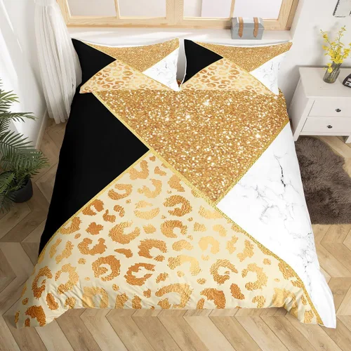 Miniatura 7 de Manfei Juego de funda de edredón de piel de animal, tamaño individual, funda de edredón con estampado de cebra de leopardo con 1 funda de almohada