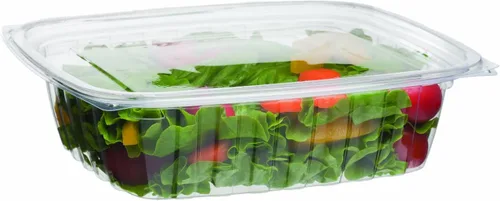 Miniatura 12 de ECO PRODUCTS Contenedores de delicatessen compostables de 8oz transparentes rectangulares con tapas, paquete de 100, para preparación de comidas