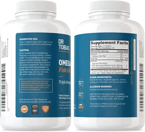 Miniatura 8 de Dr. Tobias Aceite de pescado Omega 3 y multivitamínico para adultos incluye probióticos y enzimas a base de plantas que promueven la salud general