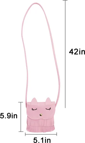 Miniatura 6 de ZGMYC Bolso de hombro con borla de gato, monedero pequeño, bolso cruzado para niños y niñas
