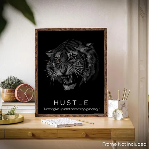 Miniatura 4 de Inspirational Wall Art Co. - Hustle - Pósteres con citas motivacionales de éxito de Tiger Focus - Impresión para el hogar, oficina, negocios