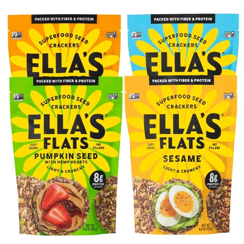 Miniatura 13 de ELLA'S FLATS® Comino todas las semillas saladas patatas fritas – Todo natural, sin gluten, buena fuente de proteínas, alto en fibra, vegano y apto