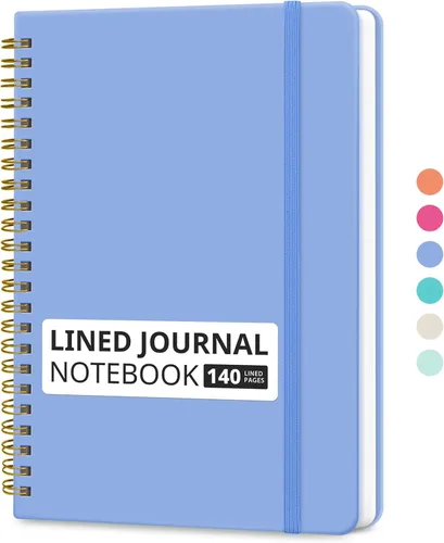 Miniatura 39 de Cuaderno rayado en espiral para mujeres y hombres, 140 páginas, cuaderno de tapa dura con rayas universitarias para trabajo y toma de notas, diarios