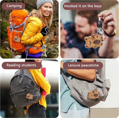 Miniatura 7 de Lindas fundas para AirPods con llavero de oso de dibujos animados, diseño de oso de galleta, funda de silicona protectora completa compatible