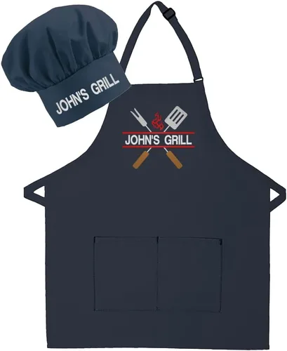 Miniatura 6 de Delantal bordado personalizado para adultos, hecho en los Estados Unidos, para hombres, mujeres, día del padre, cocina, barbacoa, parrilla, regalo