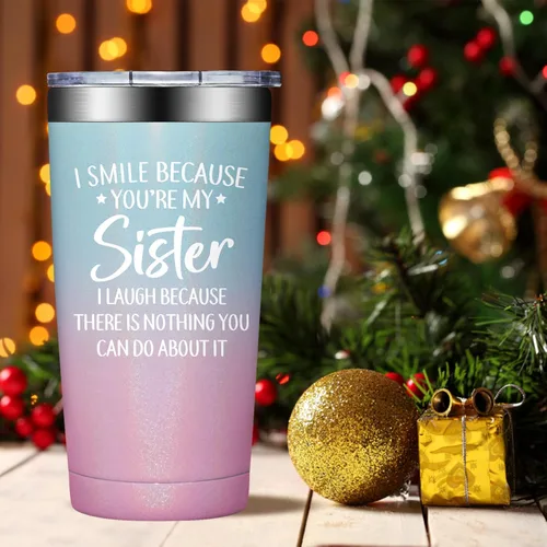 Miniatura 6 de Grifarny Regalos para Hermanas - Cumpleaños, Navidad, Regalo del Día de la Madre para Hermanas - Taza de Café "I Smile Because You are My Sister