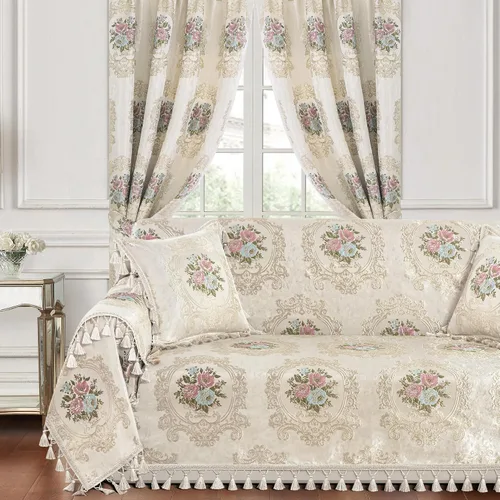 Miniatura 29 de Loom and Mill Fundas de sofá jacquard floral, funda de sofá de felpilla rústica con ribete de flecos para sofá de 2 a 3 cojines, funda de sofá