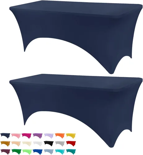 Miniatura 54 de BDDC - Fundas de mesa para mesas de 6 pies, manteles elásticos lavables y resistentes a las arrugas de color azul real de 6 pies para eventos