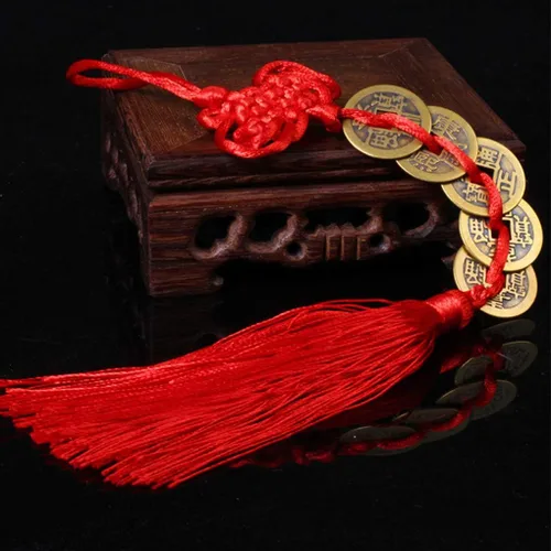 Miniatura 6 de Rana de dinero Feng Shui de latón de tres patas, riqueza tradicional, estatua de sapo de dinero con juego de 5 monedas de buena suerte, monedas