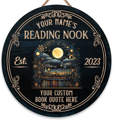 Miniatura 31 de Artsy Woodsy Letrero de madera de esquina de lectura personalizado (no tallado o neón), placa de pared, decoración de Book Nook Club Room Hideaway