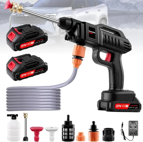 Pistola de lavado a presión inalámbrica, lavadora de batería portátil de 1500 W, lavadora a presión eléctrica de 60 bar/870 PSI, lavadoras de alta
