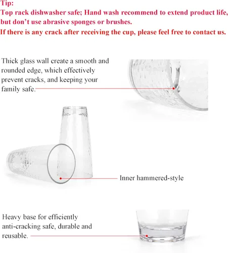 Miniatura 3 de KOXIN-KARLU Hammered - Vasos de plástico de 26 onzas, juego de 6 vasos acrílicos transparentes