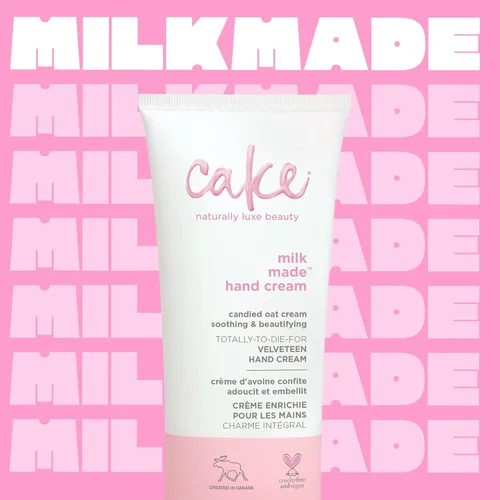 Miniatura 2 de Cake Beauty Velveteen Crema de manos, hecha con leche, crema de manos calmante y ligera, concentrado de extracto de avena, extracto de raíz