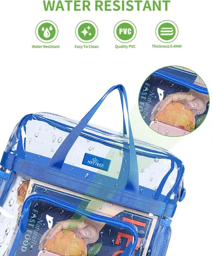 Miniatura 68 de MAY TREE Bolsa transparente para eventos en estadios de 12 x 6 x 12 pulgadas, bolsa de almuerzo transparente con correas reforzadas para trabajo