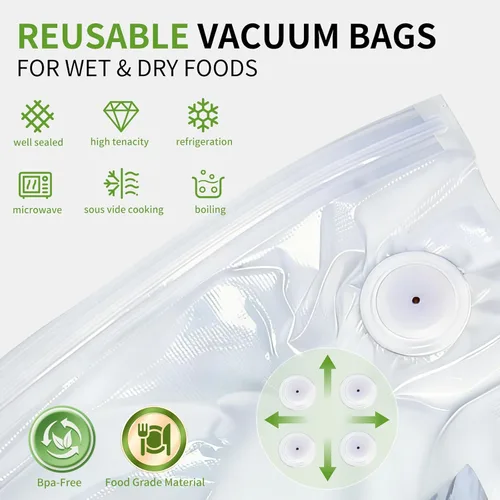 Miniatura 9 de Xinyonxin Máquina selladora al vacío de mano con 30 bolsas reutilizables, bomba eléctrica inalámbrica de conservación de alimentos para carne y sous