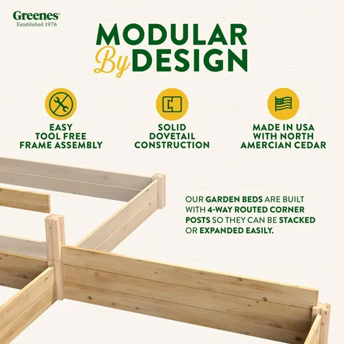 Miniatura 5 de Greenes Fence Cama de jardín elevada de cedro premium, 4 x 4 x 7 pulgadas (3/4 pulgadas de grosor) (paquete de 3) - Fabricado en Estados Unidos