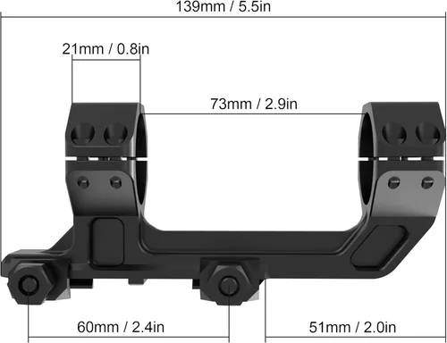 Miniatura 2 de Victoptics Montaje de Alcance Extendido de 30mm para Picatinny Negro