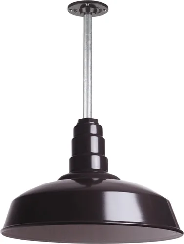 Steel Lighting Co. Carson Barn Light | Colgante montado en el techo | Cúpula de 16 pulgadas | vástago de 12 pulgadas | Luz de acero de estilo Bronce