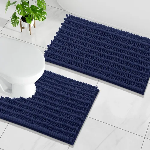 Miniatura 10 de Arotive Juego de 2 alfombras de baño de felpilla de lujo, extra suaves, absorbentes, peludas y alfombras de baño de contorno en forma de U