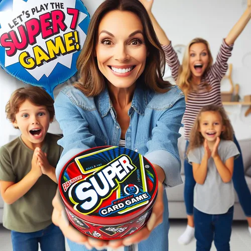 Miniatura 5 de Juego de Cartas Familiar Colectivo Super 7 en Lata – para Niños y Adultos, Noche de Juegos Familiares, Juegos Rápidos, Fácil de Aprender, 2-7