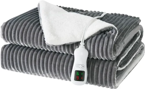 Miniatura 25 de Manta térmica eléctrica, calentador de manta lavable para el hogar para adultos, calentamiento rápido, franela suave súper acogedora de 50 x 60
