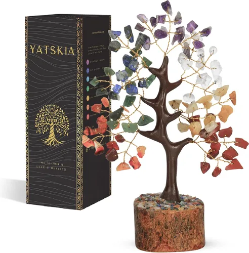 Árbol de los siete chakras, árbol de la vida de cristal, regalos de inauguración de la casa, piedras de chakras, piedras preciosas y cristales,