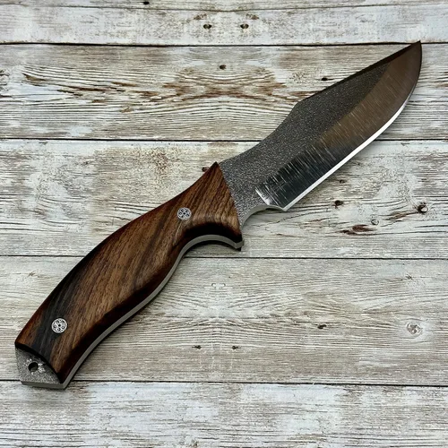 Miniatura 3 de Cuchillo de caza de hoja fija hecho a mano, cuchillo táctico de hoja N690 con funda de cuero y arrancador de fuego de magnesio, cuchillo táctico