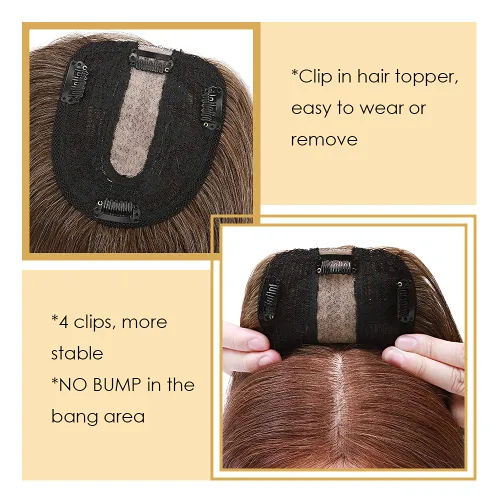 Miniatura 5 de MY-LADY Extensiones de cabello humano para mujeres, cabello natural 10 * 12CM, base de seda con encaje, densidad 130%, pasadores Remy, 6 pulgadas
