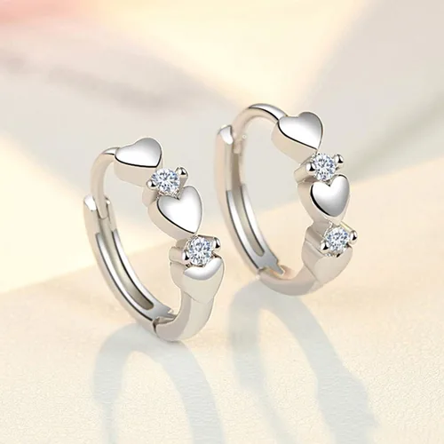 Miniatura 4 de Aretes de clip de moda, aretes colgantes de circonita cúbica con incrustaciones de corazón para mujer, joyería de boda, cumpleaños, regalo útil