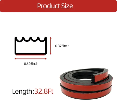 Miniatura 4 de Burlete de goma de espuma acanalada con cinta adhesiva de 32.8 pies, tira de sello de goma EPDM autoadhesiva para RV, barco, automóvil, camión