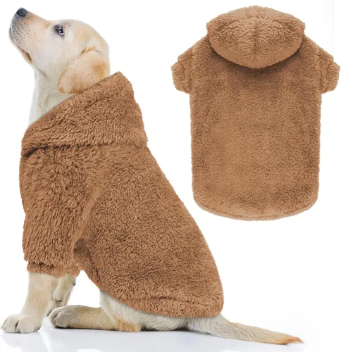 Miniatura 20 de Suéteres de vellón y sherpa para perros pequeños, mullidos, suaves, de doble cara, afelpados, con capucha, negro, XS