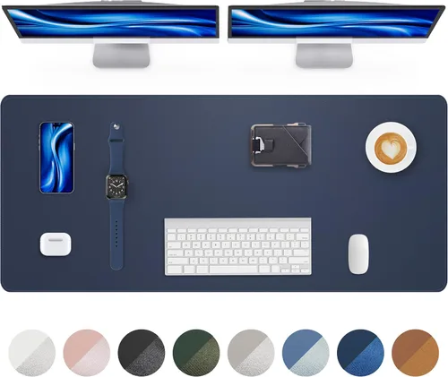 Miniatura 31 de Tapete protector para escritorio y mouse, antideslizante, de piel sintética, tapete impermeable de escritura para laptop, para oficina y hogar