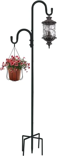 MIPON Ganchos de pastor dobles de 78 pulgadas para comedero de pájaros al aire libre, plantas colgantes, luz solar, ajustable de 78/62/46/30