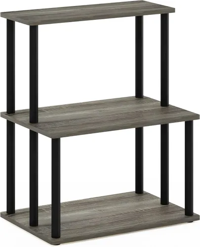 Miniatura 5 de Furinno Turn-N-Tube - Estantería de almacenamiento de cocina de 3 niveles, no requiere herramientas, roble francés gris/negro