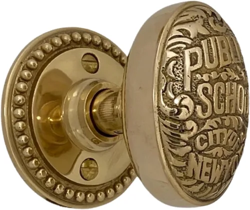 Miniatura 3 de The King's Bay Small Beaded Round Rosette Privacy Set in Polished Brass - Select Door Knobs (Rice)