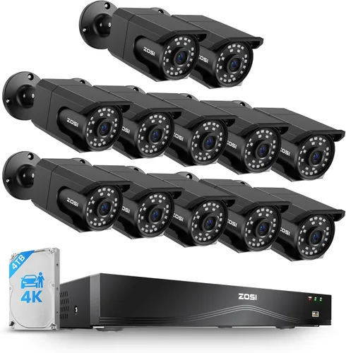 Miniatura 10 de ZOSI Sistema de cámara de seguridad PoE 4K de 16 canales, cámara IP PoE de 16 x 8MP para exteriores e interiores con detección humana, visión