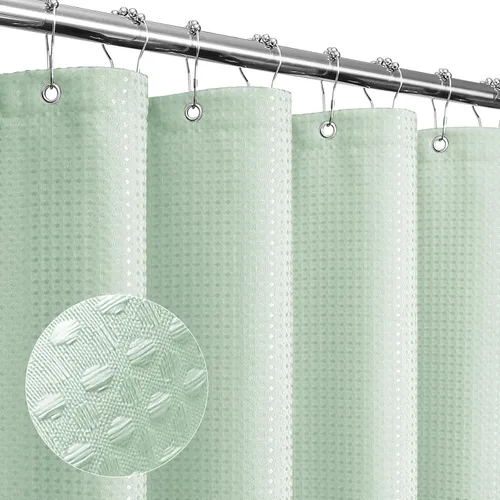 Miniatura 38 de Gibelle Cortina de Ducha Pequeña para Cabina 36 x 72 pulgadas, Cortina de Ducha de Tela Texturizada de Tejido Gofre Medio Estrecho para Baño, Beige