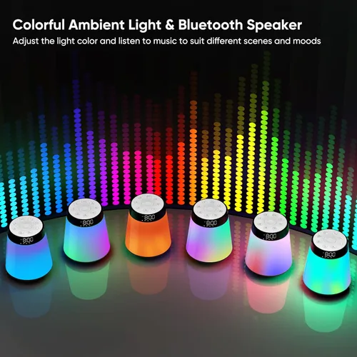 Miniatura 8 de Reloj Despertador Sunrise con Luz de Despertar y Máquina de Ruido Blanco - 21 Sonidos Relajantes, 12 Luces Nocturnas Regulables de Colores, Altavoz